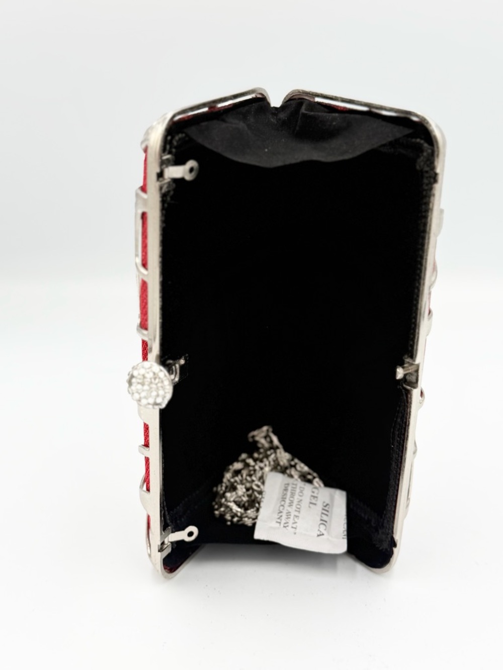 Red Geometric Metal Frame Evening Clutch - Picture 4 of 6